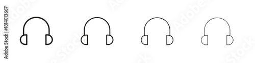 Headset icon set. editable stroke eps 10 vector illustration.