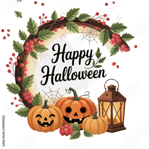 halloween frame with pumpkin