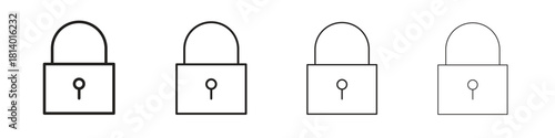 Lock icon set. editable stroke eps 10 vector illustration.