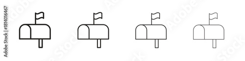 Mailbox icon set. editable stroke eps 10 vector illustration.