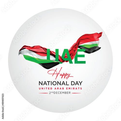 Happy national day UAE. 2nd December background. Translated: Arabic Calligraphy vector illustration design