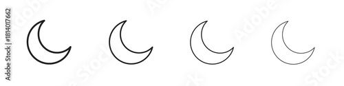 Moon icon set. editable stroke eps 10 vector illustration.