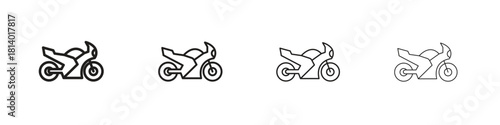 Motorcycle icon set. editable stroke eps 10 vector illustration.