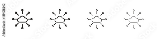 Network cloud icon set. editable stroke eps 10 vector illustration.