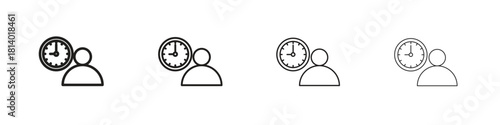 Office time icon set. editable stroke eps 10 vector illustration.