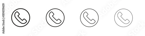 Phone call icon set. editable stroke eps 10 vector illustration.