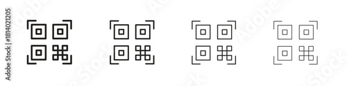 Qrcode icon set. editable stroke eps 10 vector illustration.