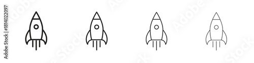 Rocket launch icon set. editable stroke eps 10 vector illustration.