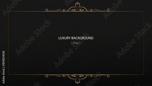 Black luxury background vector design. Gold and black background with seamless pattern. Suit for banner, backdrop, award, certificate, invitation, presentation, card, and others