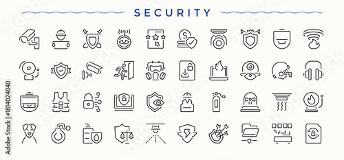 Security icon set. Minimalist editable vector stroke. Access Control modern icon set. Containing key, access, id, identification, access control and more.