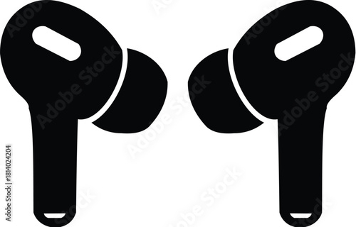 Minimalist silhouette icon of wireless earbuds stylish modern audio accessories