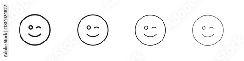 Smile wink icon set. editable stroke eps 10 vector illustration.
