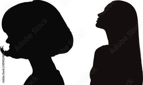 Silhouette of Two Women's Profiles Facing Each Other