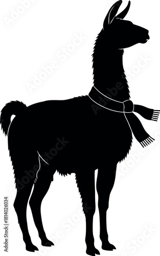 Black llama silhouette with scarf