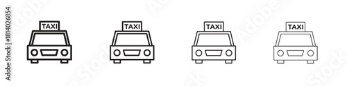 Taxi icon set. editable stroke eps 10 vector illustration.