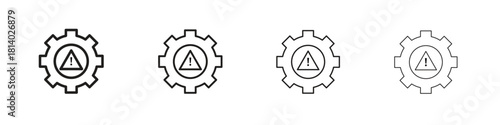 Technical warning icon set. editable stroke eps 10 vector illustration.