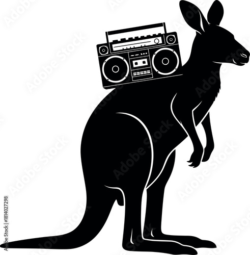 Kangaroo with boombox silhouette