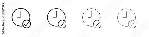 Time check icon set. editable stroke eps 10 vector illustration.
