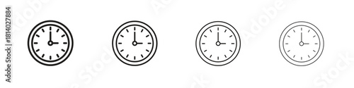 Time clock icon set. editable stroke eps 10 vector illustration.