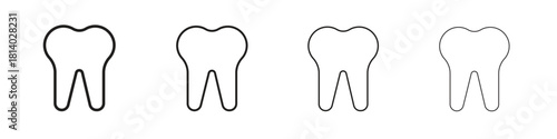 Tooth icon set. editable stroke eps 10 vector illustration.