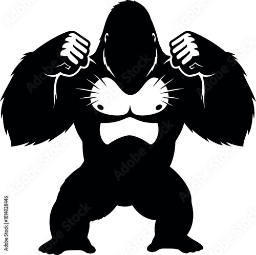 Powerful gorilla silhouette fierce primate strength