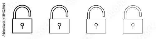 Unlock icon set. editable stroke eps 10 vector illustration.