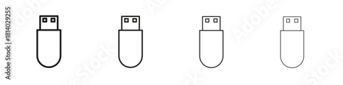 USB pendrive icon set. editable stroke eps 10 vector illustration.