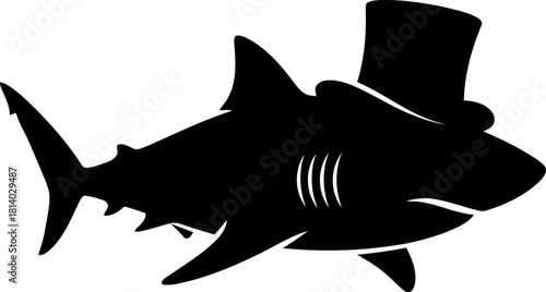 Dapper shark silhouette top hat