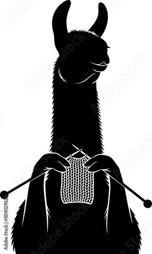 Black llama knitting silhouette