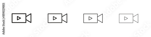 Video camera icon set. editable stroke eps 10 vector illustration.