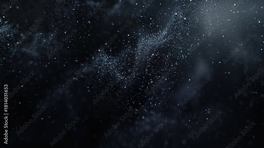 Obraz premium Dark Mysterious Particles: Eerie Glowing Dust in Shadowy Motion – Abstract Gothic Background for Horror, Fantasy, or Dark-Themed Projects