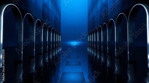 Gate review corridor illustration for governance decision points and approvals decks