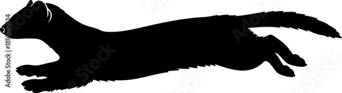 Black silhouette of a running weasel