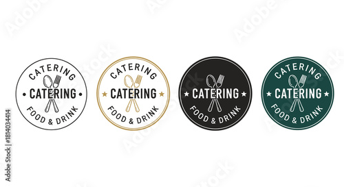 Elegant Catering Service Logos for Food and Beverage Businesses: Professional Restaurant Branding with Classic Spoon and Fork Icon in Circular Design, Vintage Style for Event Planning and Culinary Pre
