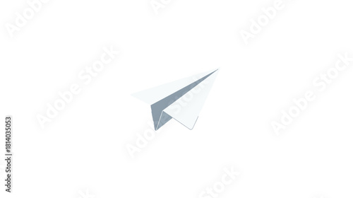 A minimalist depiction of a white paper airplane, captured against a clean black background. The simplicity of the design and the sharp contrast create a striking visual.	