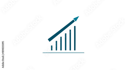 A stylized illustration of a finance chart graph with an upward trending arrow, rendered in a vibrant glowing neon style on a dark background. Suitable for illustrating growth, progress