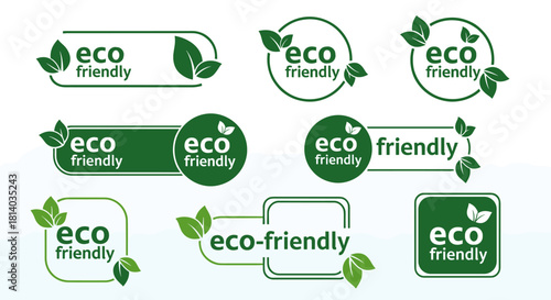 Eco-Friendly Green Label Collection Emphasizing Sustainable Practices for Environmental Conservation Awareness Campaigns, Promoting Corporate Social Responsibility and Green Initiatives for Presentati