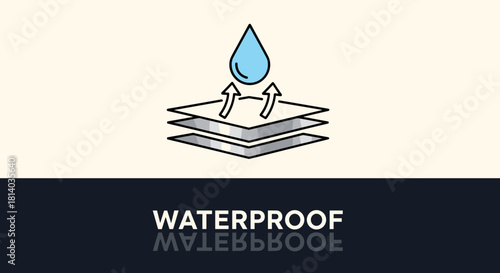 Waterproof Material Performance Illustration: Liquid Drop Testing on Breathable Layered Fabric, Showing Moisture Resistance & Protection in Wet Conditions for Technical Textiles & Outdoor Gear (Protec