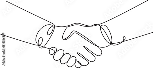 Handshake continuous line drawing. Business agreement concept. one line Icon drawing with white background