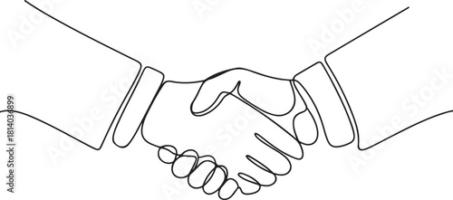 Handshake continuous line drawing. Business agreement concept. one line Icon drawing with white background