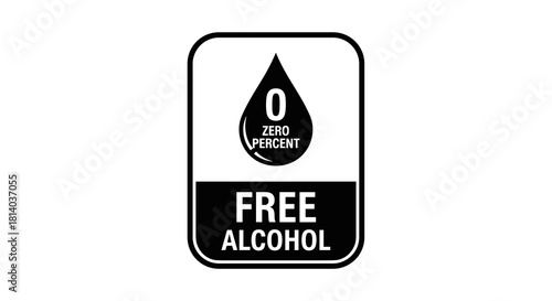 Zero Alcohol Beverage Illustration for Wellness Product Marketing, Promoting Health and Moderation in Lifestyle Choices, a Clean Graphic for Product Labeling and Informative Presentations, Ideal for D