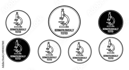 Dermatologically Tested Icon Set: Medical Research Illustrations for Skincare Product Marketing, Scientific Testing Symbols for Health and Beauty Advertising, Aesthetic Icons for Presentation Graphics