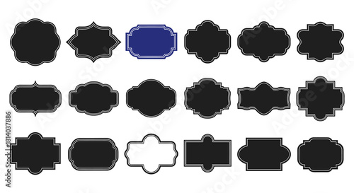 Elegant Ornamental Frames Collection Arranged on White Backdrop: Decorative Borders for Invitations, Labels and Badges in Graphic Design Projects, Marketing Materials, Retro Branding, and Formal Prese