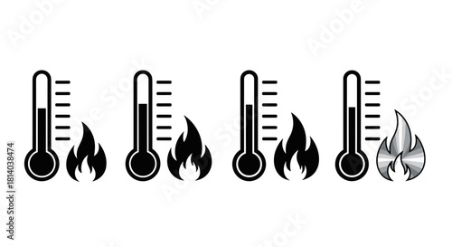 Rising Temperatures Hot Weather Climate Change with Thermometer and Flames Depicting Heatwaves, Global Warming, Fever, and Financial Inflation for Healthcare, Business Presentations, Environmental Awa