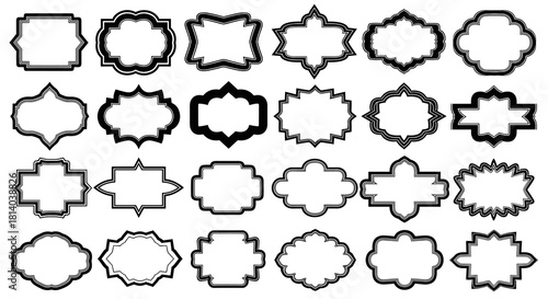 Set of Decorative Black Frames Isolated on White Background for Graphic Design Projects, Labels, Headers, and Invitations, Perfect for Wedding Invitations, Logo Design, and Product Packaging, Offering