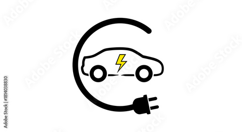 Electric Car Charging: Modern Sustainable Transport Illustration for Eco-Friendly Mobility, Renewable Energy Vehicle Technology & Automotive Innovation in Green Transportation Solutions Presentation (