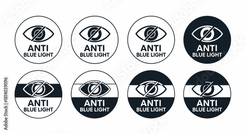 Anti Blue Light Icons Depicting Eye Protection for Digital Wellness in a Modern Style, Promoting Eye Health During Prolonged Screen Time for Presentation & Website Use (Symbol, Technology, Healthcare,