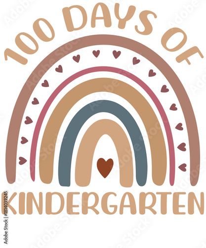 100 Days of Kindergarten Rainbow Love leopard pattern tshirt designs for teacher student boy girl gift tee shirt for party graduation summer.