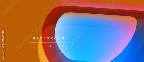 Abstract design features vibrant color gradients. Rounded shapes overlap creating dynamic visual effect. Text reads background design.