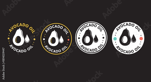 Avocado Oil Seal Set: Natural Product Branding for Healthy Lifestyle,  Wellness, & Culinary Marketing. Includes Organic Ingredient Concept for Food Industry, Beauty Products, Healthcare Ads, Spa Treat